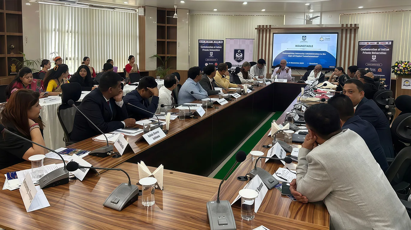 Academic Leaders from Assam and North-East in discussion during the CIPU roundtable on 'Reimagining University Administration in the Age of Digital Transformation' at Assam down town University, Guwahati held on 13th November 2025.